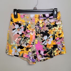 Gianni Bini GB Medium Colorful Floral High Rise Shorts With Pockets